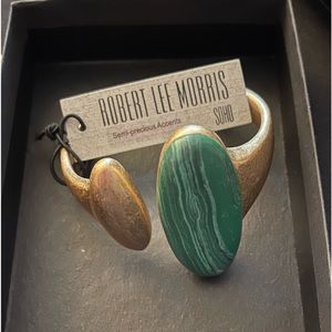 New with tags Robert Lee Morris green semi-precious and brass hinged bracelet!